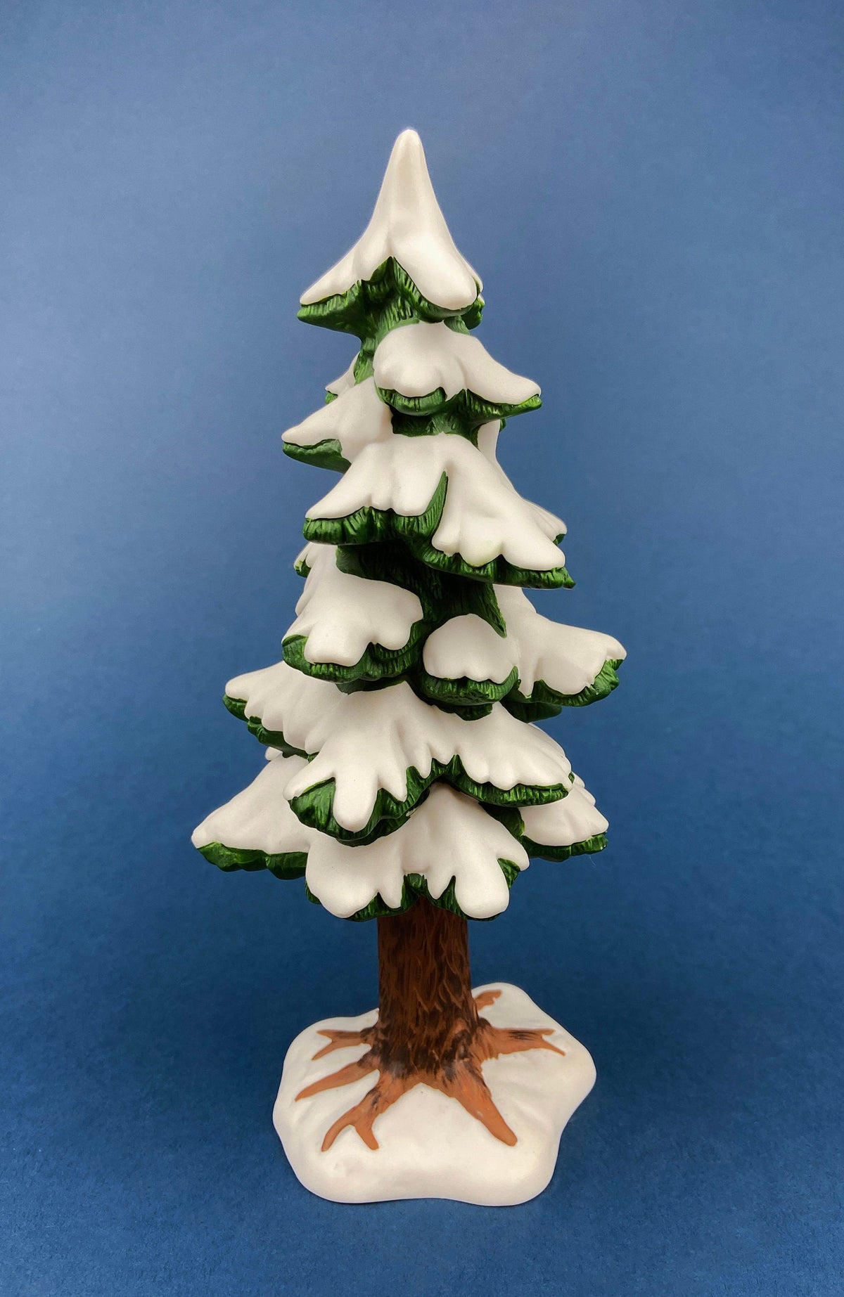 Christmas Tree Covered with Snow. Porcelain Village Pine. Tree for Christmas Village. Free Standing Winter Decor Accessory.