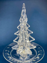 Lead Crystal Clear Christmas Tree. Hand Crafted Art Glass Spruce Tree. 8" Tall Pine. Holiday or Year-Round Decor.