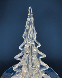 Lead Crystal Clear Christmas Tree. Hand Crafted Art Glass Spruce Tree. 8" Tall Pine. Holiday or Year-Round Decor.