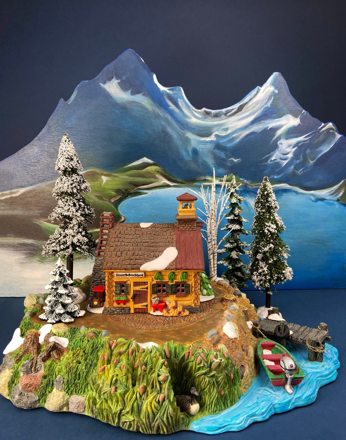 Christmas Village Platform. Sounds of the North Woods. Christmas Village Accessories: Platform, 2 Pines, and 2 Naked Trees