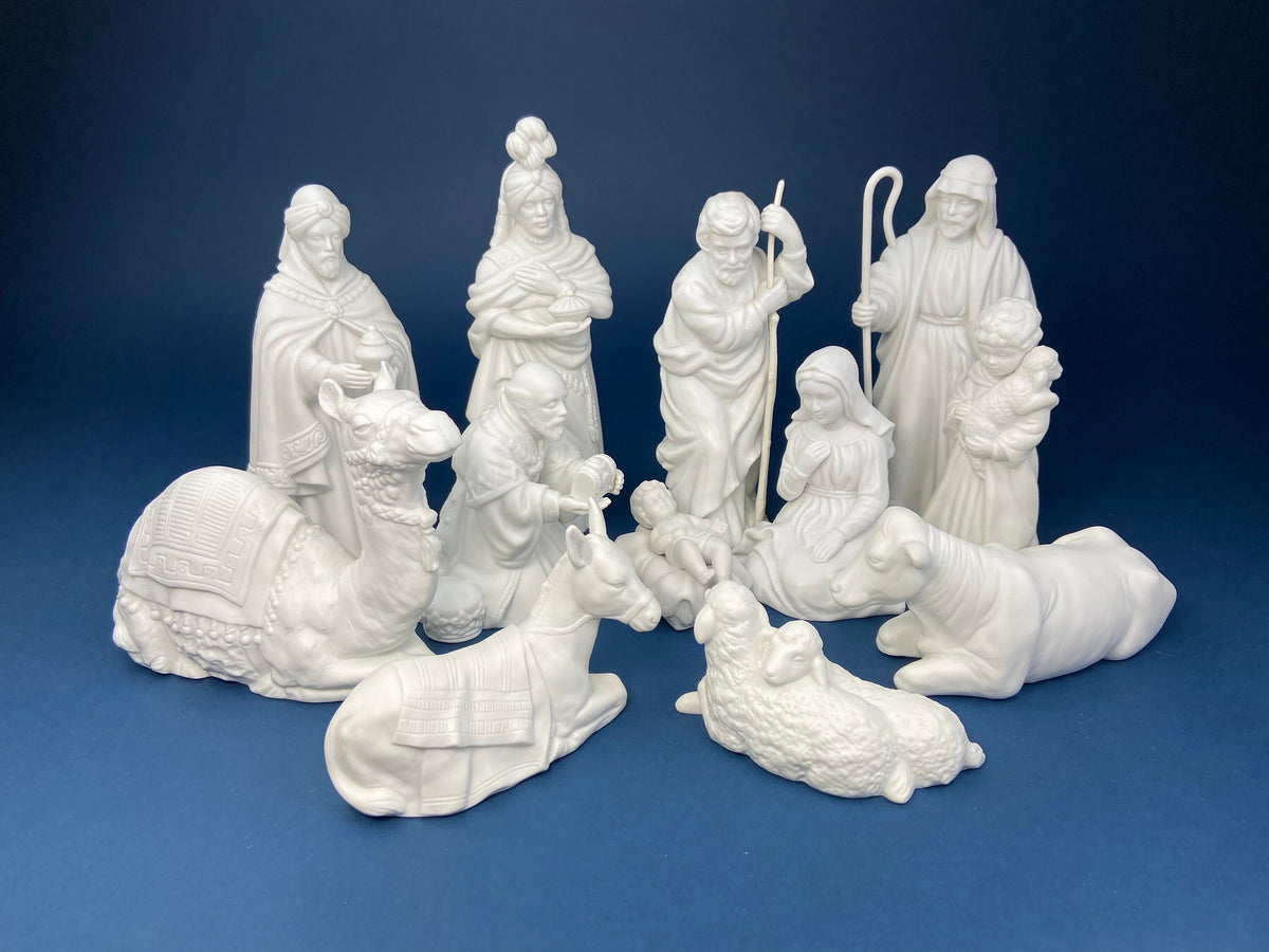 Porcelain Nativity Set. Christmas Fantasy Ltd Nativity Set. 9" Figurines. Seasonal Christmas Display. Beautifully Detailed.