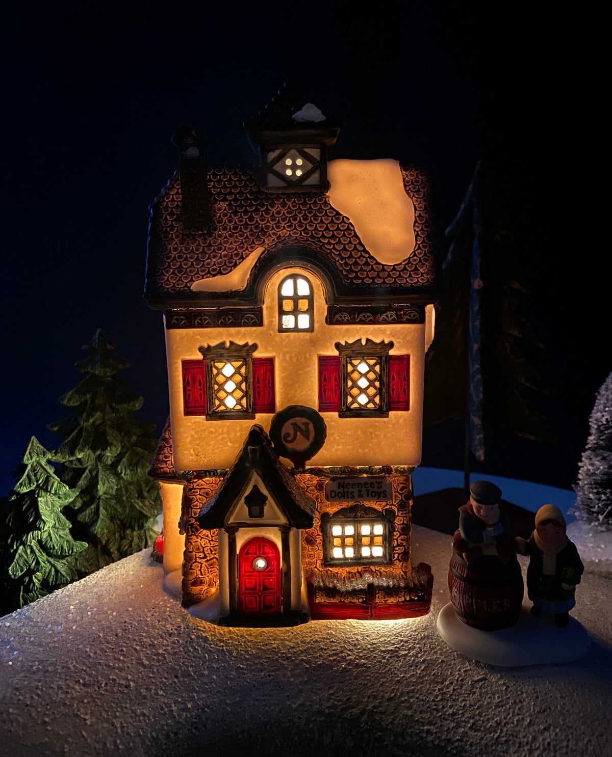 Neenee's Dolls and Toys. Christmas Village House. Illuminated North Pole Series. Alternative Holiday Decor.