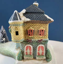 Christmas Village Fortynicks Inn. Illuminated Porcelain Hand Painted Building. Alternative Holiday Decoration. Home or Retail Display.