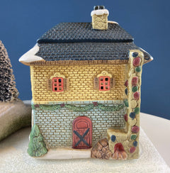 Christmas Village Fortynicks Inn. Illuminated Porcelain Hand Painted Building. Alternative Holiday Decoration. Home or Retail Display.