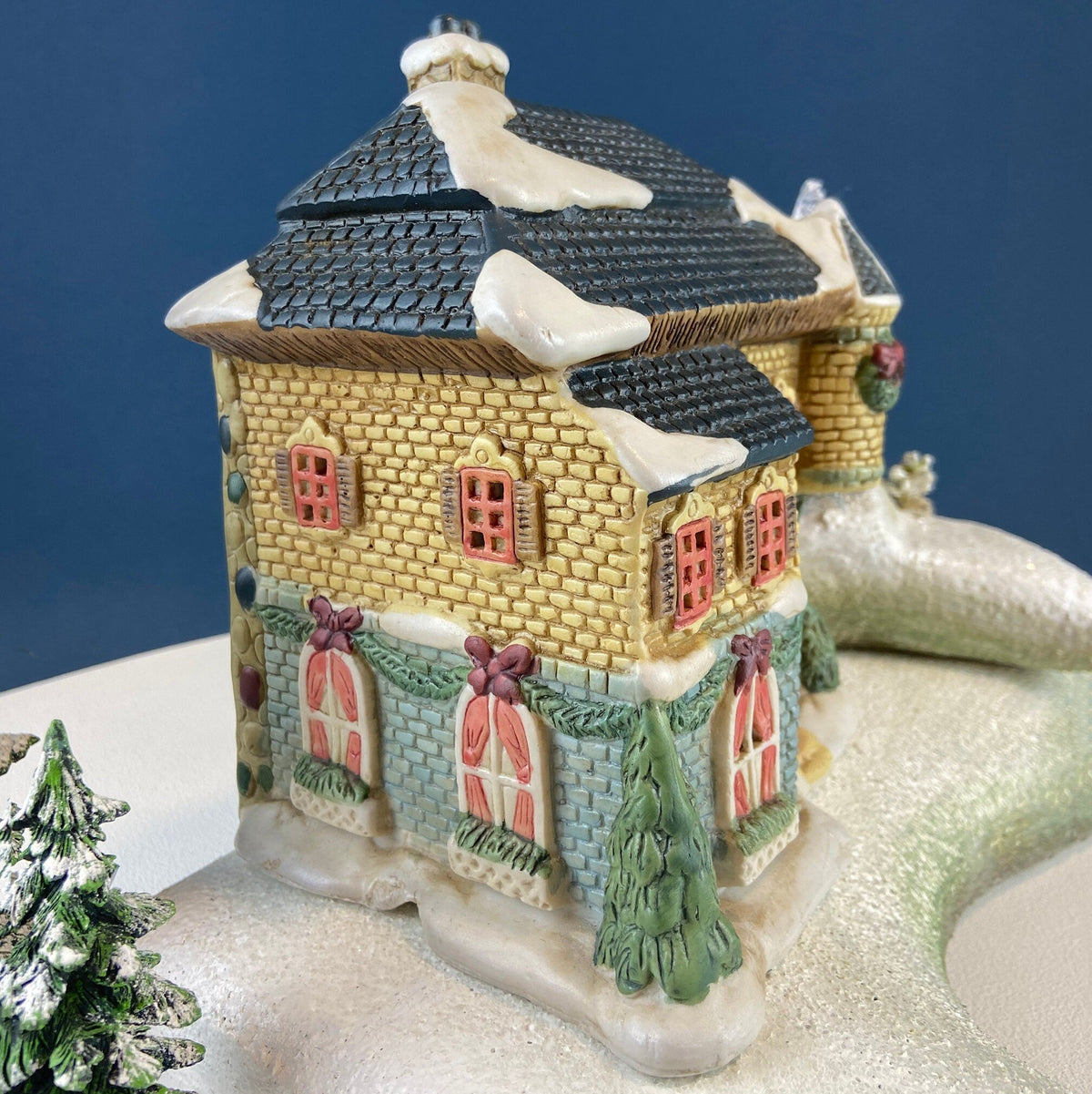 Christmas Village Fortynicks Inn. Illuminated Porcelain Hand Painted Building. Alternative Holiday Decoration. Home or Retail Display.