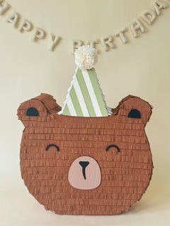 🐻 Birthday Bear Piñata – Handmade Party Decoration for Kids, Candy Holder