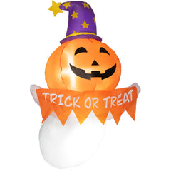 Inflatable Halloween Ghost Window Sticker with LED Lights - White