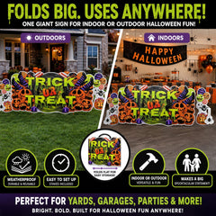 Jumbo Trick Or Treat Halloween Yard Sign Decorations – 7-Piece Outdoor Yard Card Set