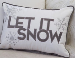 Nneka Let It Snow White Velvet Lumbar Pillow with Embroidery - 14x20