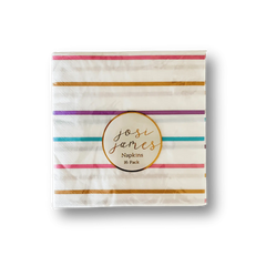 Large Striped Pastel Paper Lunch Napkins (16pcs)