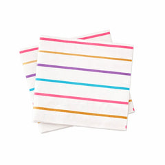 Large Striped Pastel Paper Lunch Napkins (16pcs)