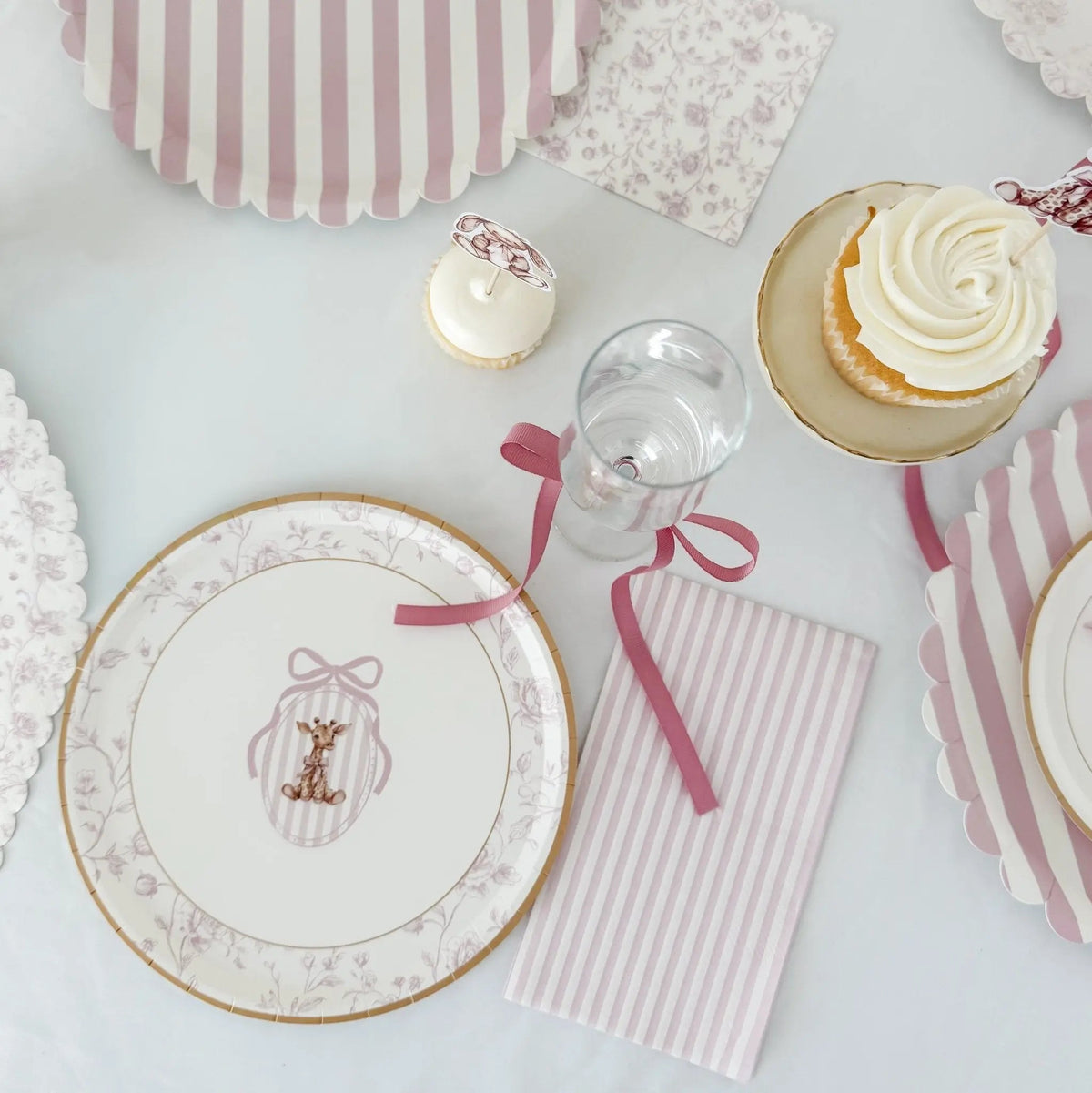 Baby Shower Toile Giraffe Plush Salad Plates, 12pcs