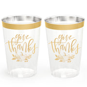 Give Thanks Cups - 30 gold foil plastic cups