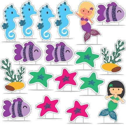 Glitter Mermaid Birthday Pathway & Yard Card Set