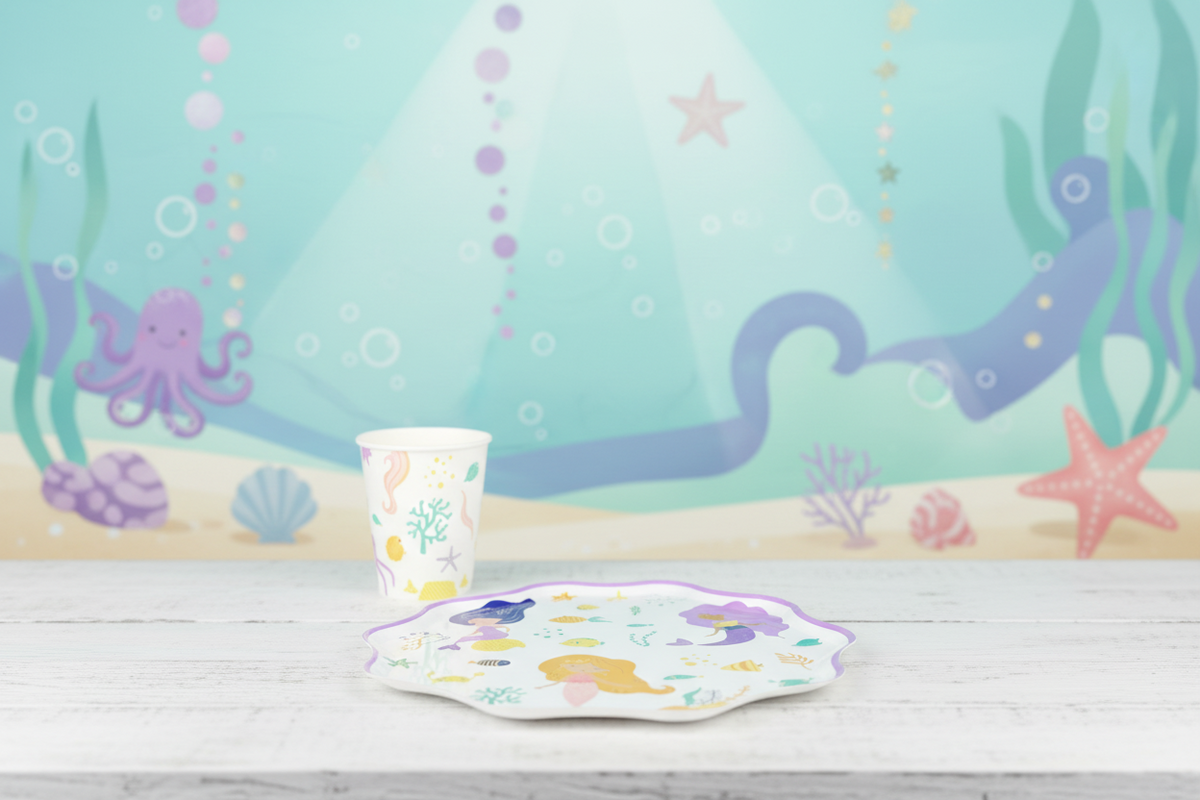 Mermaid Paper Cups 9oz (8 Pack)
