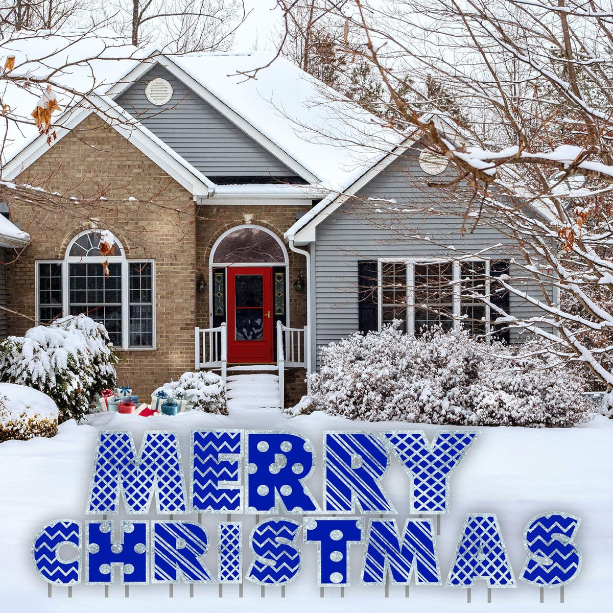 Merry Christmas Yard Letters with Stakes - 20-Inch Outdoor Christmas Lawn Sign Set