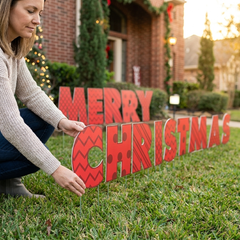 Merry Christmas Yard Letters with Stakes - 20-Inch Outdoor Christmas Lawn Sign Set