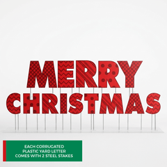 Merry Christmas Yard Letters with Stakes - 20-Inch Outdoor Christmas Lawn Sign Set