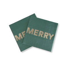 Merry Green Christmas Beverage Napkins (24pcs)