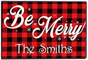 Personalized 'Be Merry' Christmas Door Mat