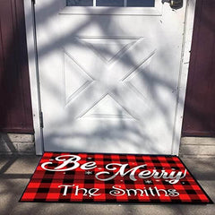 Personalized 'Be Merry' Christmas Door Mat