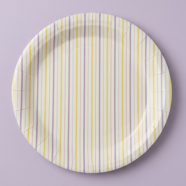 Multicolor Pastel Stripes Paper Plates 9" (Set of 8) – Rainbow Party Supplies