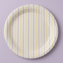 Multicolor Pastel Stripes Paper Plates 9" (Set of 8) – Rainbow Party Supplies