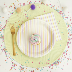 Multicolor Pastel Stripes Paper Plates 9" (Set of 8) – Rainbow Party Supplies