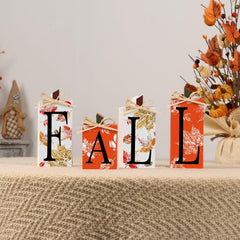 4 PCS Autumn Wood Sign Fall Decor Farmhouse Harvest Thanksgiving Indoor