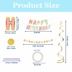Pastel Happy Birthday Banner Macaron Garland 18pcs Rainbow Colors Decor