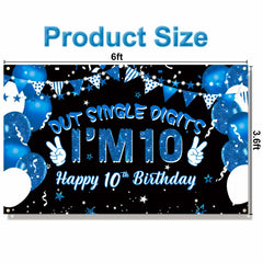 Ushinemi 10th Birthday Banner Boys Party Supplies 6x3.6ft Double Digits