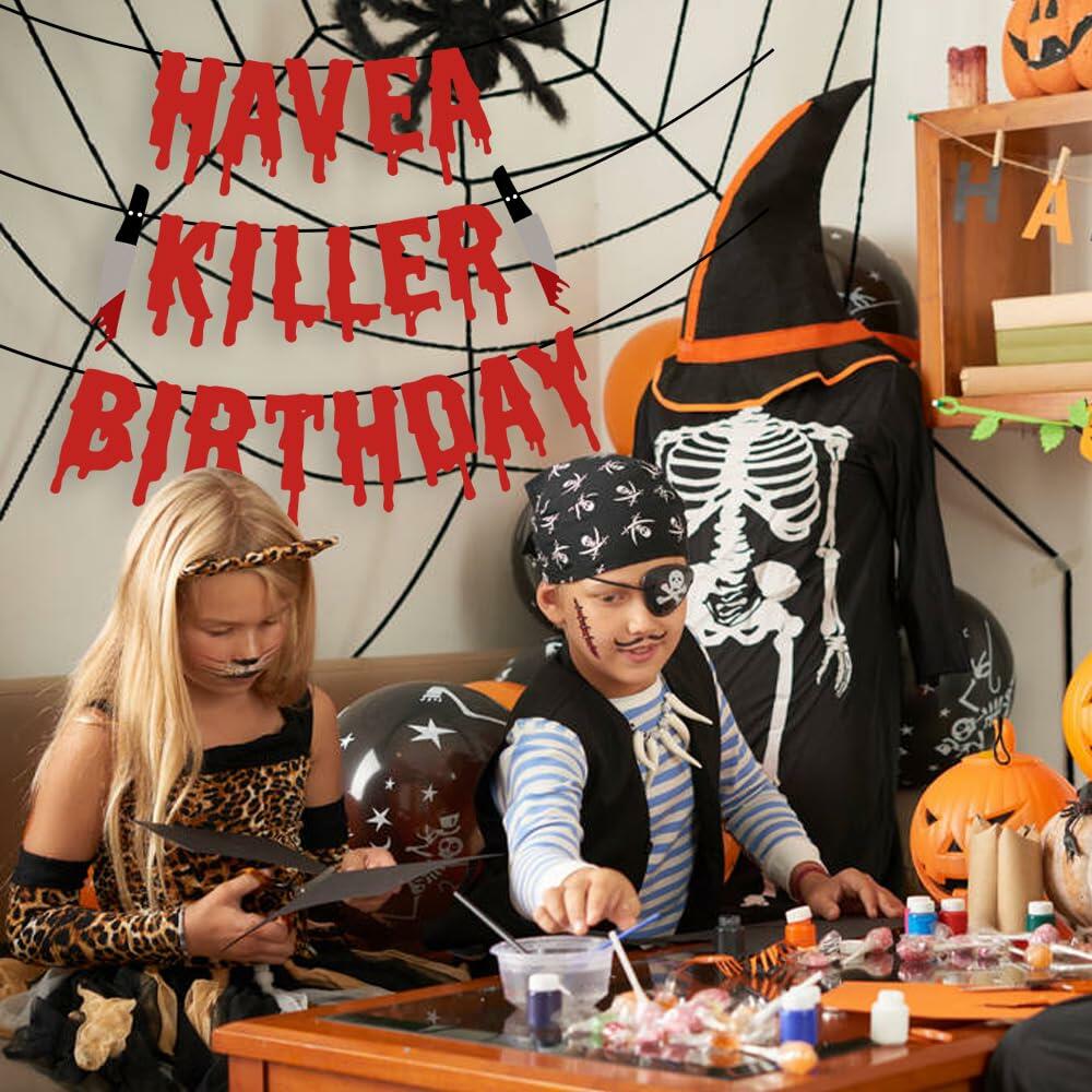 Quimoy Halloween Banner Decorations with 12 Pcs Bat Wall Stickers Party Decor