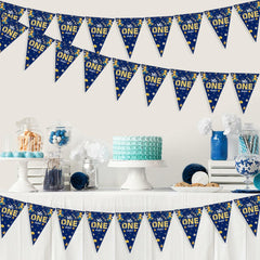 Mr. Onederful 1st Birthday Boy Triangle Banner Blue Party Decorations