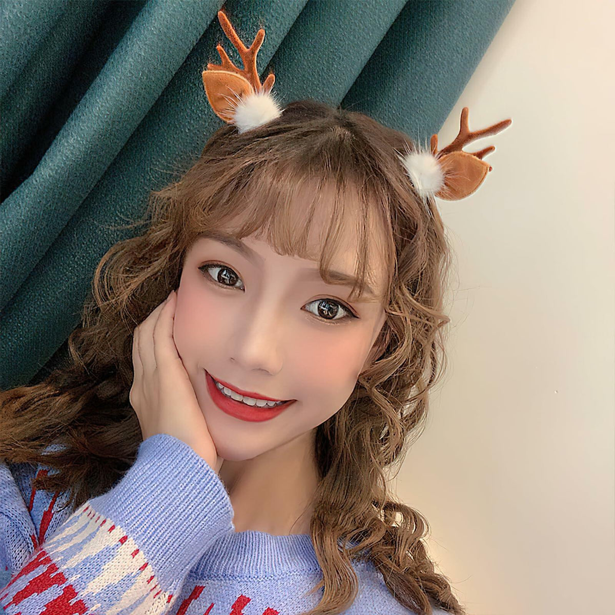 Christmas Reindeer Antlers Headband Pine Cone Hair Accessories Festive