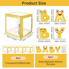 Onteftshop Baby Boxes Letters Party Decorations Transparent Gold 4pcs
