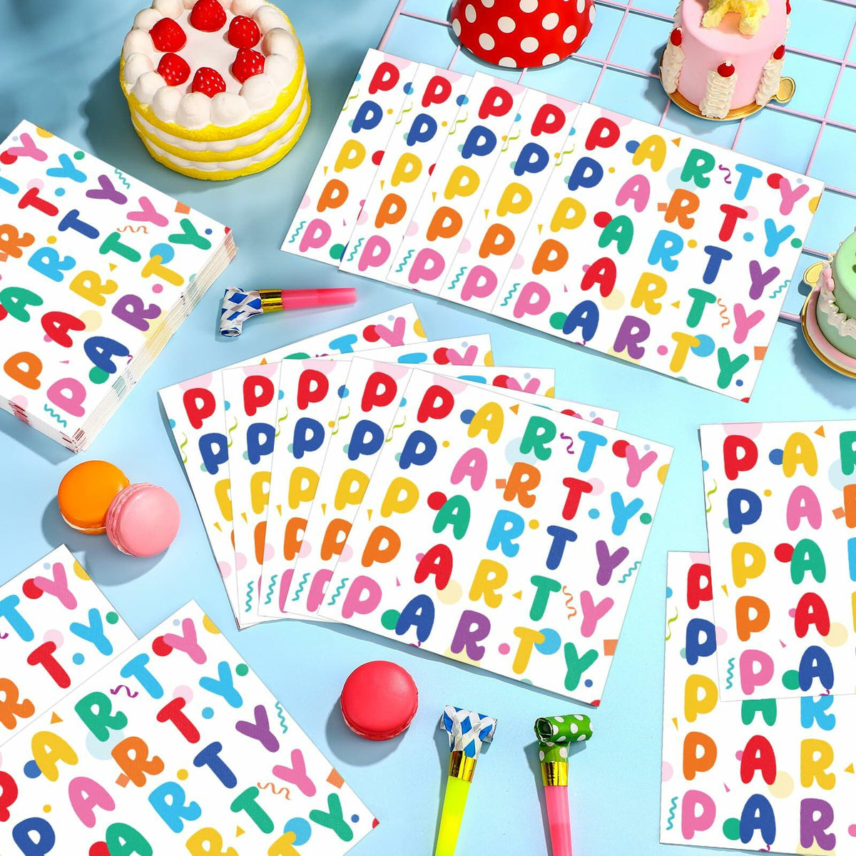 MotiMind 100 Pcs Rainbow Disposable Party Napkins Birthday Supplies