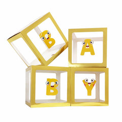 Onteftshop Baby Boxes Letters Party Decorations Clear Gold 4 Count