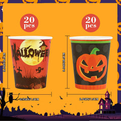 Crumya Pumpkin Disposable Paper Cups 9oz Halloween Party Supplies 40pcs