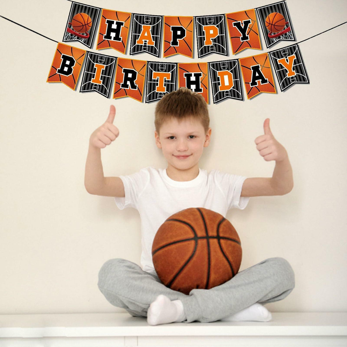 GLASNES Basketball Birthday Banner Happy Birthday Party Decoration