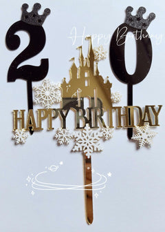 Large Number 6 Cake Topper Black Crown Birthday Anniversary Party Decor