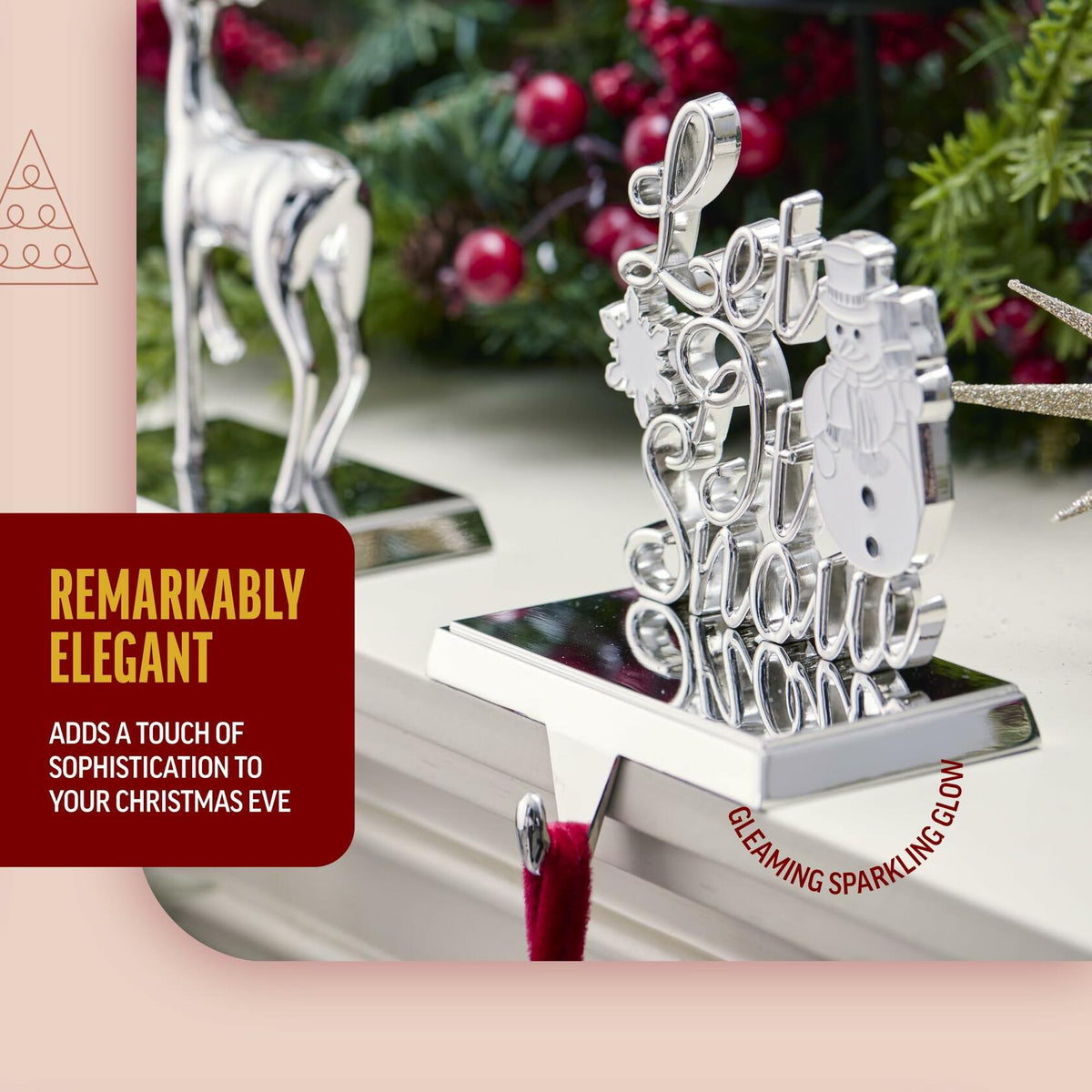 Klikel Metal Christmas Stocking Holder White Snowflake Snowman MPN 83411