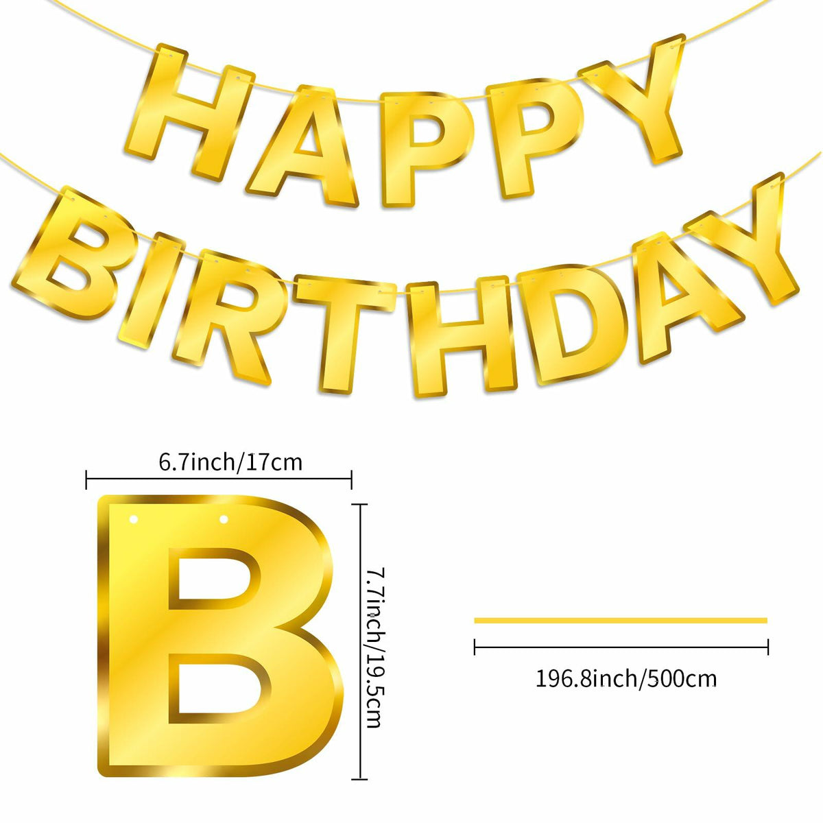 Gold Happy Birthday Banner Sign Garland Party Decoration Kids Baby Party