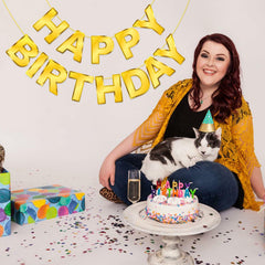 Gold Happy Birthday Banner Sign Garland Party Decoration Kids Baby Party