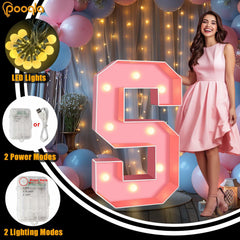 Pooqla 3FT LED Marquee Letter S Pink Party Birthday Wedding Decor