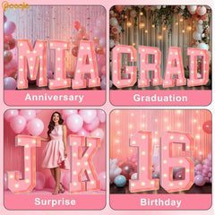 Pooqla 3FT LED Marquee Letter S Pink Party Birthday Wedding Decor