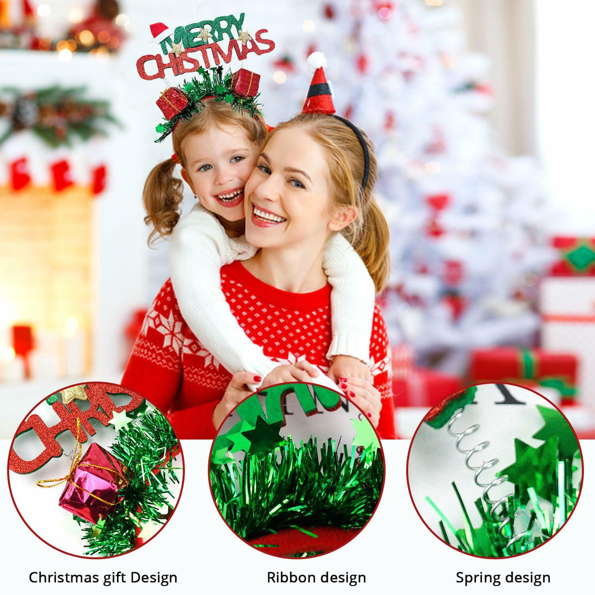 Pvoiue Christmas Headband Women Girls Holiday Hair Decoration Xmas Party