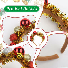 Christmas Gold Sparkly Headband for Women Girls Holiday Party Accessories