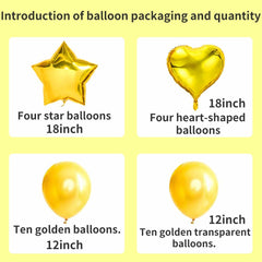28Pcs Happy Birthday Foil Balloons Star Heart 18" Gold Confetti