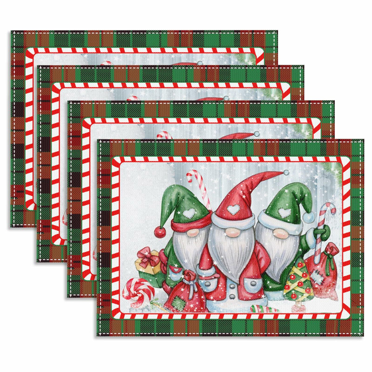 MAJOYLIFE Christmas Placemats Set of 4 16.5x12.5 Rectangle Santa Claus