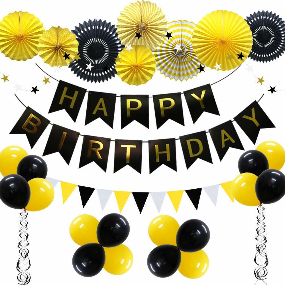 ADLKGG Navy Blue Silver Black Birthday Party Decorations Banner Balloons Set